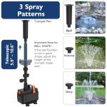 AquaMiracle Pond Fountain Pump with Automatic Colorful LED for Outdoor Ponds 200-600 Gal, 600GPH Submersible Water Pump for Fountain, Pond, Garden, Water Feature, Bird Baths