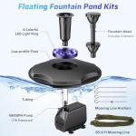 Floating Pond Fountain with LED Lights and Pump