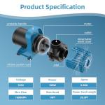 1600GPH Adjustable Pond Pump for Outdoor Use