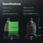 VIVOSUN Ultra Quiet Submersible Fountain Pump