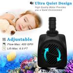 PULACO 400GPH Submersible Fountain Water Pump