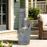 31" Modern 5-Tier Outdoor Fountain with LED Lights