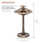 35” Tall 3-Tier Bronze Water Fountain with Birdbath