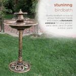 35” Tall 3-Tier Bronze Water Fountain with Birdbath