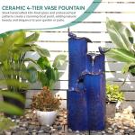 Ceramic 32" Outdoor Water Fountain with LED Lights