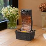 Curved Tabletop Water Fountain with LED Lighting