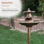 35” Tall 3-Tier Bronze Water Fountain with Birdbath