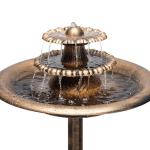 35” Tall 3-Tier Bronze Water Fountain with Birdbath