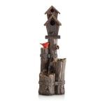 35" Rustic 3-Tier Birdhouse Water Fountain