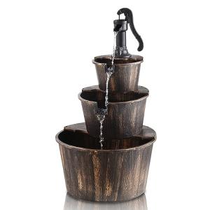 40-Inch 3-Tier Barrel Waterfall Fountain