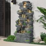 40" 10-Tier Cascading Rock Water Fountain