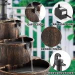 40-Inch 3-Tier Barrel Waterfall Fountain