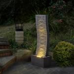 Elegant Curved Outdoor Waterfall Fountain with LED Lights