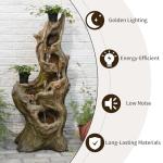5-Tier Cascading Tree Trunk Water Fountain with LED Lights