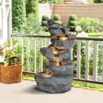Five-Tier Rock Water Fountain with LED Lights