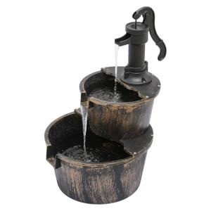 Bronze Barrel Freestanding Outdoor Water Fountain