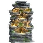 7-Tier Cascading Rock Water Fountain with LED Lights