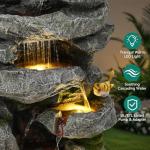 Multi-Tier Rock Outdoor Fountain with LED Lights