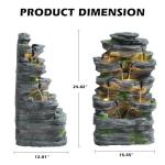 7-Tier Cascading Rock Water Fountain with LED Lights