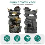 Multi-Tier Rock Outdoor Fountain with LED Lights