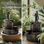 Bronze Barrel Freestanding Outdoor Water Fountain