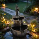 Bronze Barrel Freestanding Outdoor Water Fountain