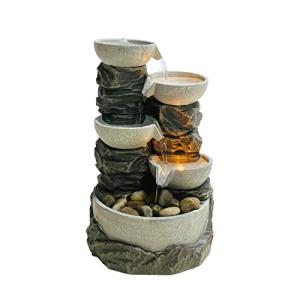 5-Tier Cascading Rock Bowl Tabletop Fountain