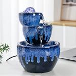 Blue Ceramic Tabletop Fountain with Ball Decor