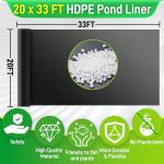 Durable 20 x 33 Ft Pond Liner for Outdoor Use