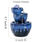 Blue Ceramic Tabletop Fountain with Ball Decor