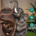 Elephant Water Fountain with LED Lights, 18.9
