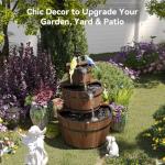3-Tier Rustic Wood Barrel Water Fountain