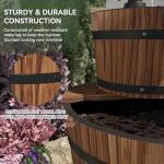 3-Tier Rustic Wood Barrel Water Fountain
