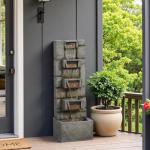 41" 5-Tier Outdoor Water Fountain with LED Light