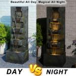 41" 5-Tier Outdoor Water Fountain with LED Light