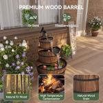 3-Tier Rustic Wood Barrel Water Fountain