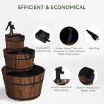 3-Tier Rustic Wood Barrel Water Fountain