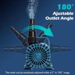 TONGCHANT 100W Ultra-Quiet 1800 GPH Pond Pump