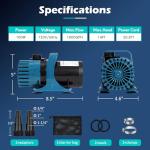 TONGCHANT 100W Ultra-Quiet 1800 GPH Pond Pump