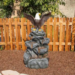 Bald Eagle Tiered Outdoor Fountain for Garden