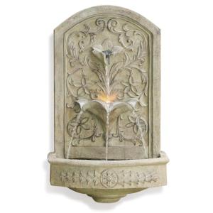 Vintage Wall-Mounted Outdoor Fountain with Floral Carving