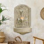 Vintage Wall-Mounted Outdoor Fountain with Floral Carving