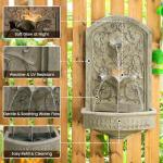 Vintage Wall-Mounted Outdoor Fountain with Floral Carving