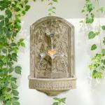 Vintage Wall-Mounted Outdoor Fountain with Floral Carving