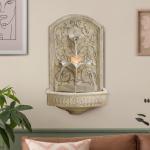 Vintage Wall-Mounted Outdoor Fountain with Floral Carving