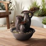 Triple Jug Ceramic Tabletop Fountain with Waterfall