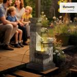 33.5" Tall 4-Tier Outdoor Water Fountain with LED