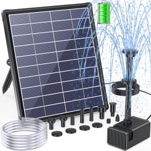 Solar Fountain Pump with Battery Backup for Bird Baths