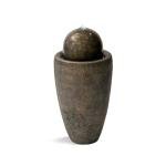 25.98" Brown Round Stone Modern Fountain with LED