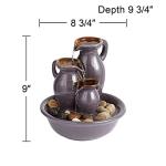 Triple Jug Ceramic Tabletop Fountain with Waterfall